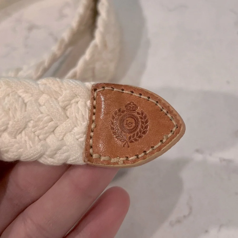VINTAGE Liz Claiborne Crochet & Leather Woven Belt Size Small
